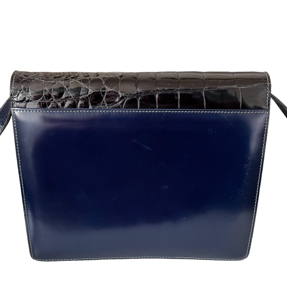 RARE 70s Gucci Vintage Blue Leather & Crocodile Crossbody Bag Amazing Condition - Picture 5 of 16